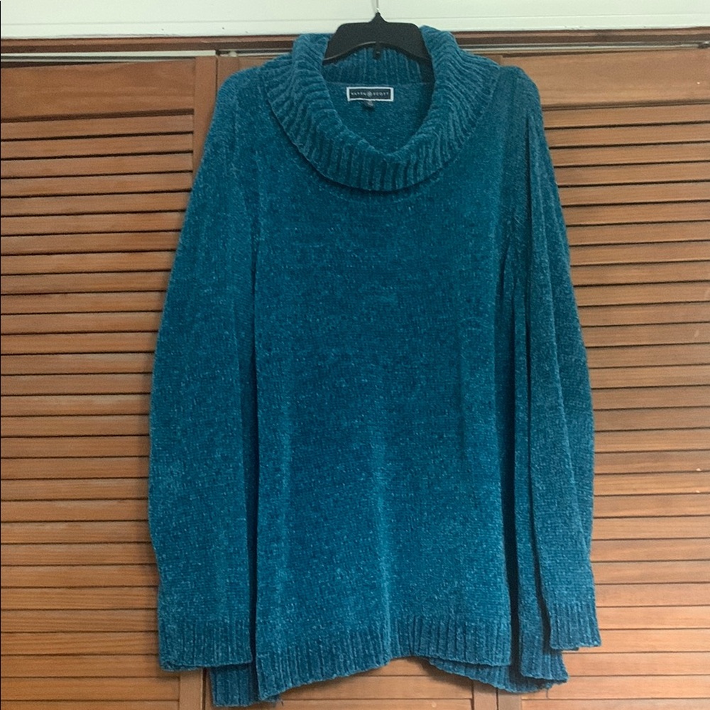 Teal Cowl Neck Sweater